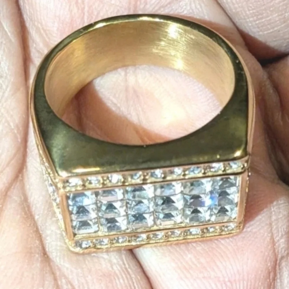 Mens Stainless Steel Hip Hop Ring Size 12